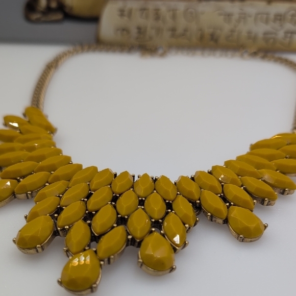 J. Crew Gold Necklace with Yellow Geometric Design - Picture 2 of 5